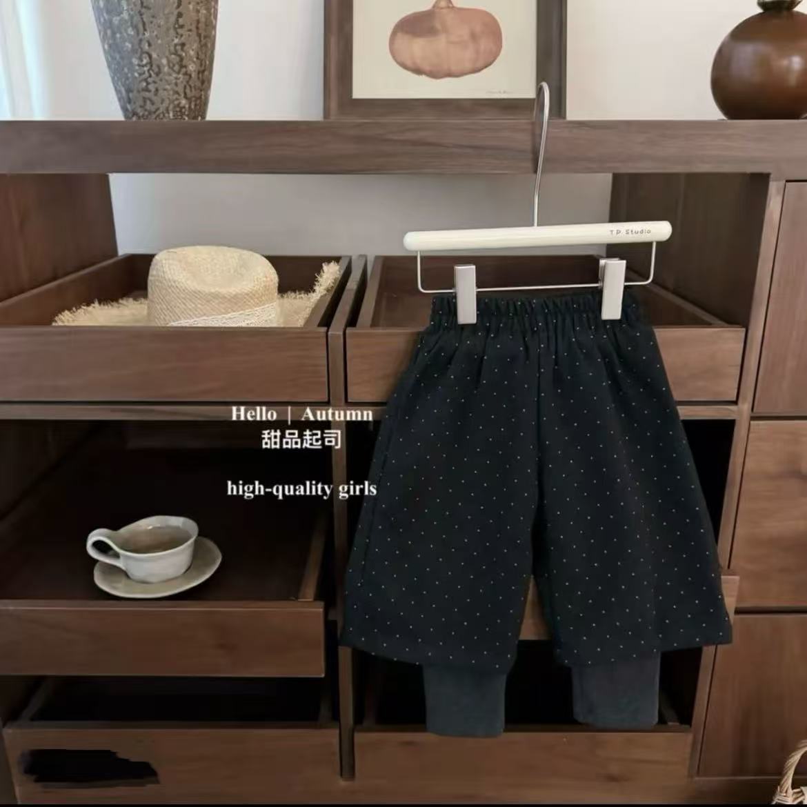 女童裤子加绒加厚靴裤儿童一体绒女孩加厚假两件裤子