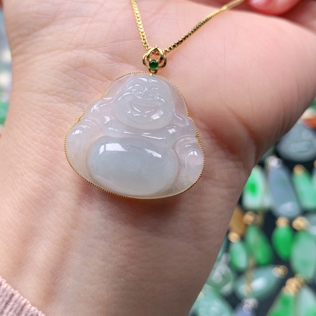 翡翠18K金镶嵌吊坠(不含链)