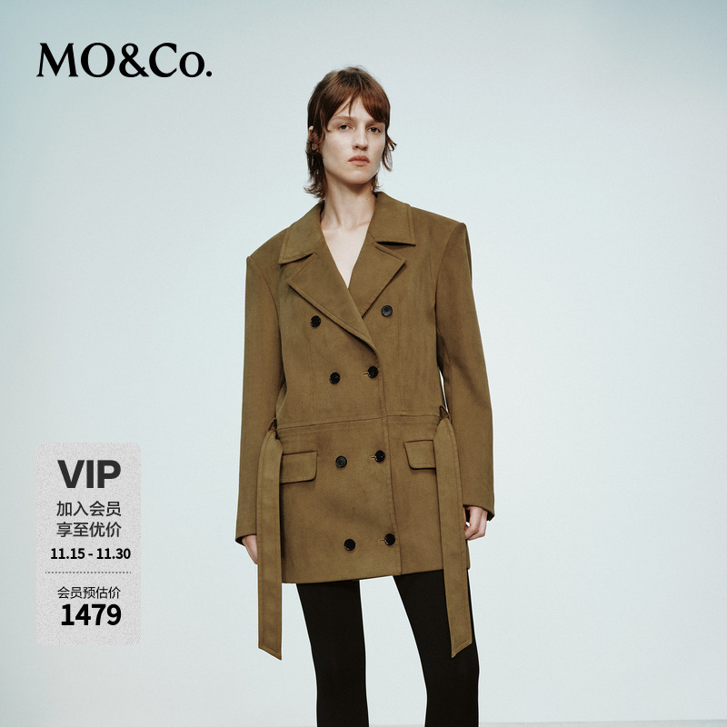 MOCO外套RECTO设计师联名冬低腰腰带垫肩西装MBD4OVC016