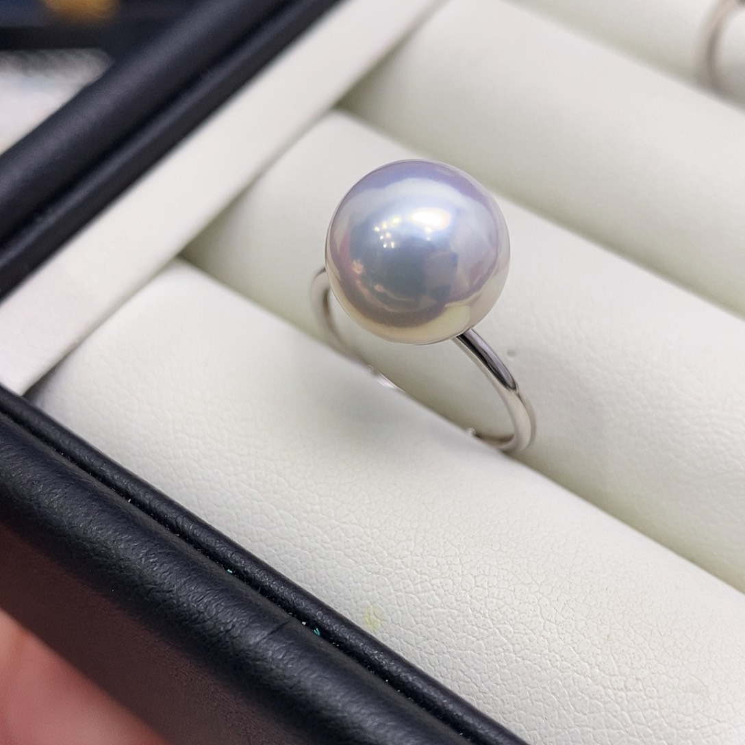 淡水珍珠戒指银S925镶嵌珍*10-11mm