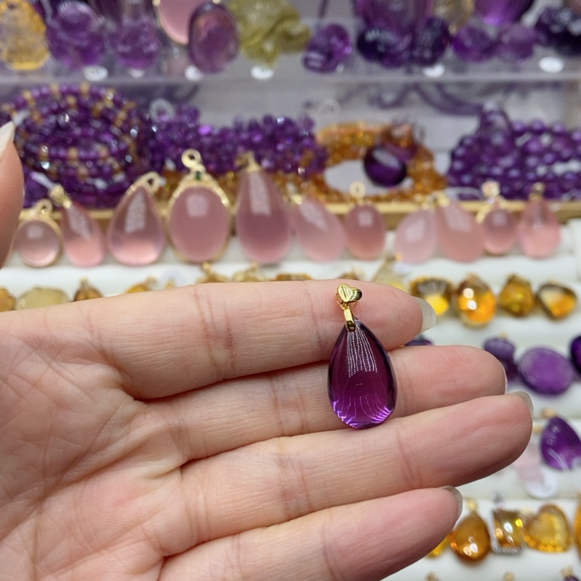 【闪购商品】水晶水晶吊坠18K金镶嵌暖*姐