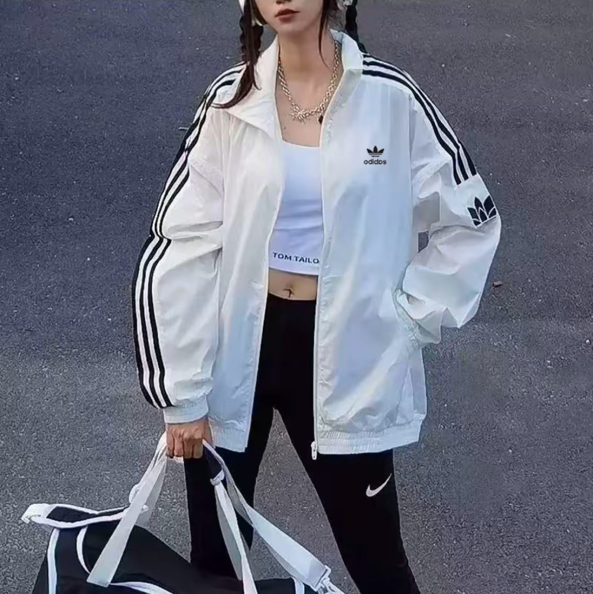 【商场撤柜】春秋款立领夹克男女同款情侣宽松休闲外套莲花刺绣风衣
