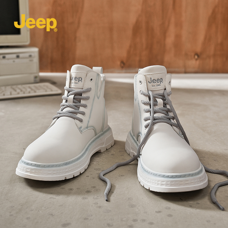 Jeep吉普马丁靴男冬季英伦风复古高帮户外登山防水防滑厚底工装靴