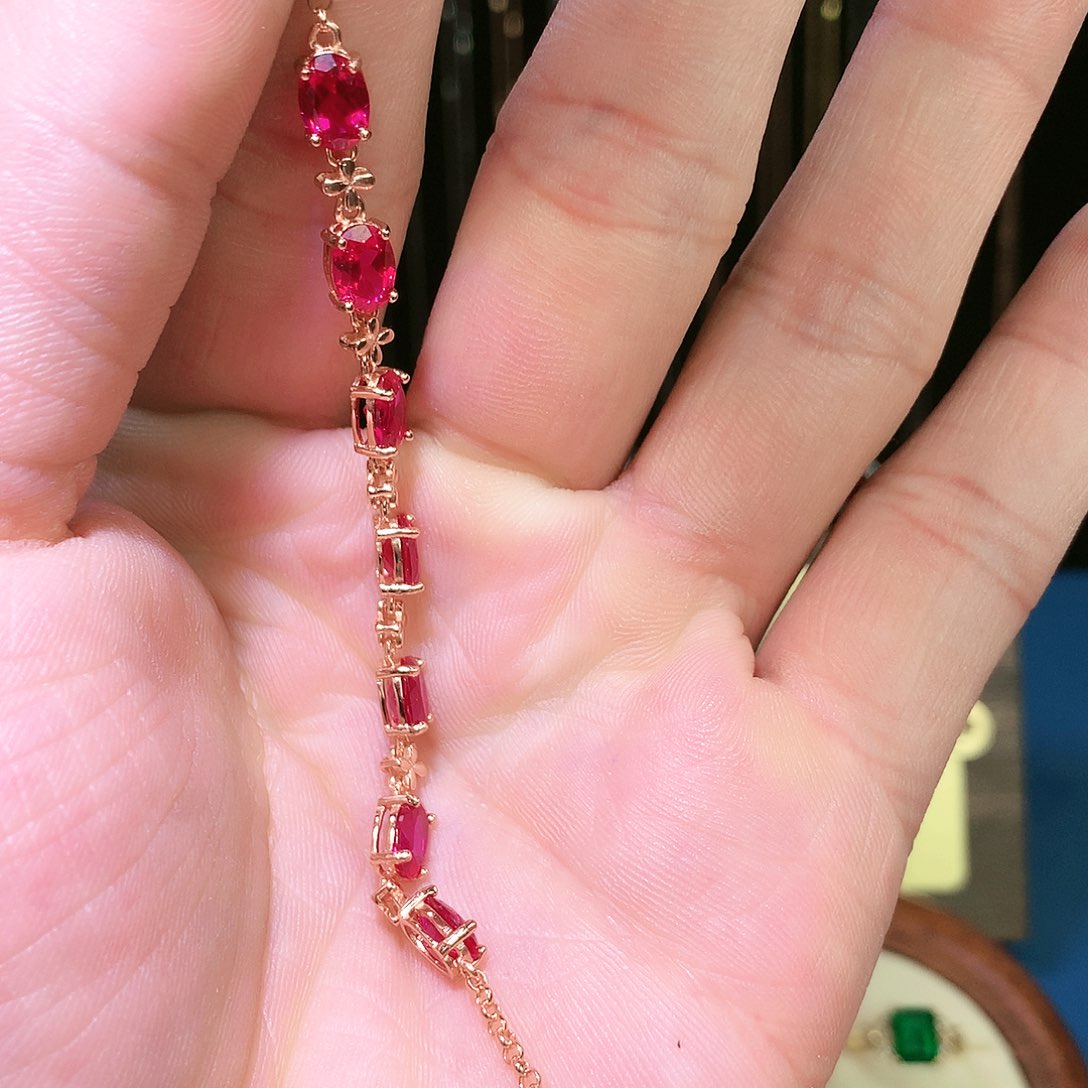 红宝石手链银S925镶嵌