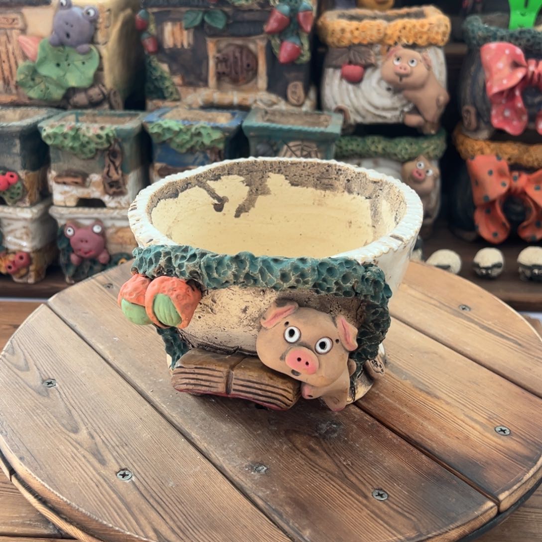 红陶嘻哈多肉花盆