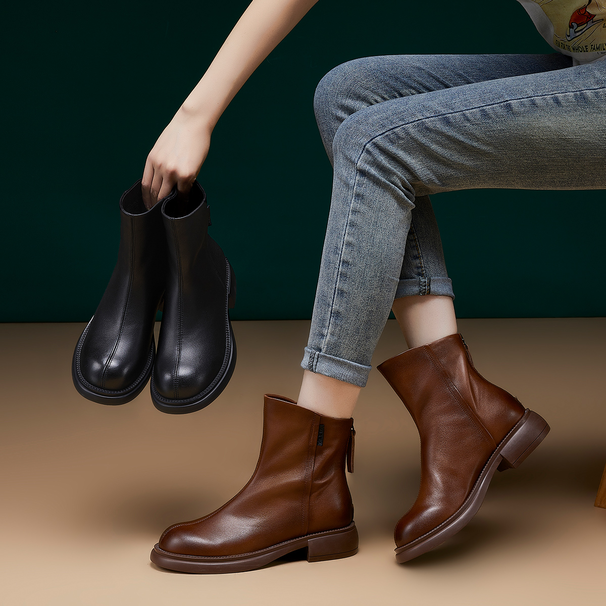 | 蒹葭苍苍 | 3.5公分 全头层牛皮经典版瘦廋靴女马丁靴子 1630