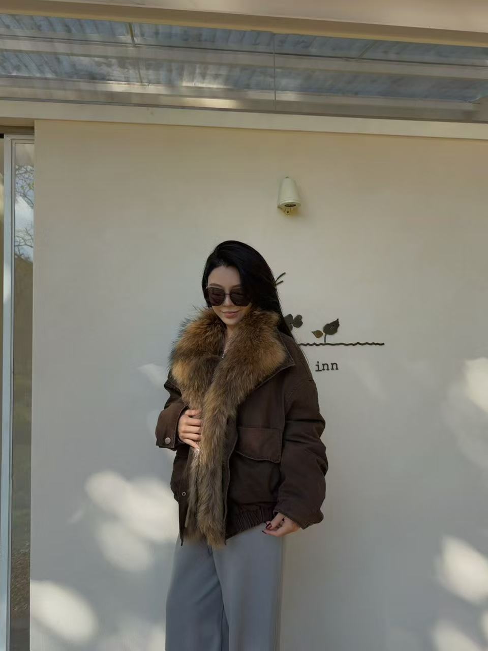 ChaxRmto斯斯90白鹅绒“冬季温暖”大毛领领羽绒服TX1551