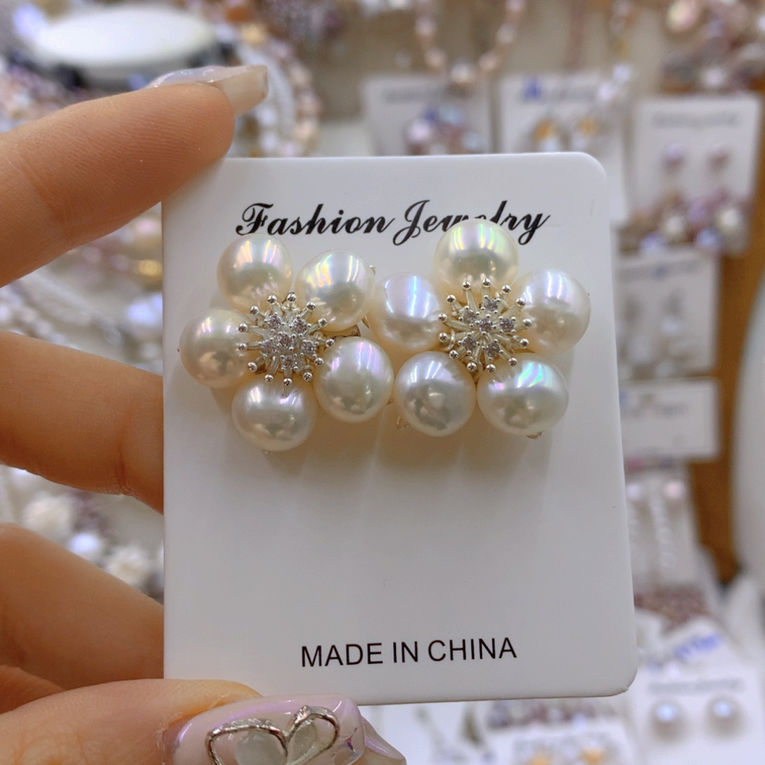 淡水珍珠耳饰银S925镶嵌