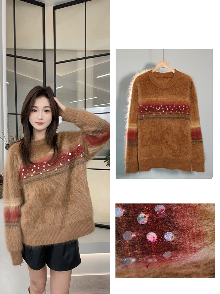 【100%纯羊绒】小皮草既视感立体显瘦羊绒衫160-YH661