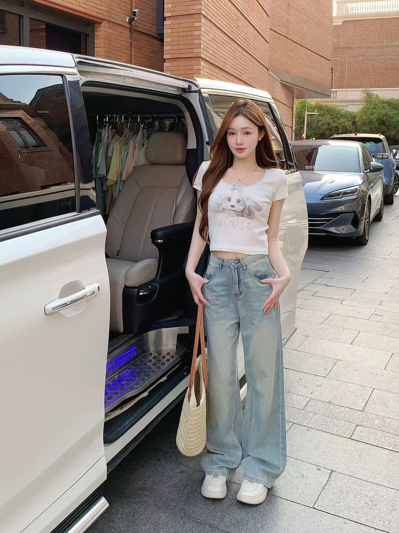 158-170身高显瘦窄版阔腿直筒裤9571