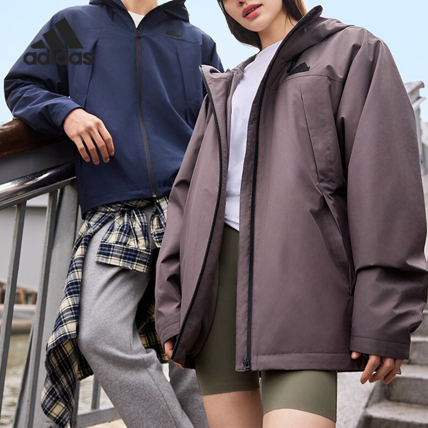 Adidas/阿迪达斯正品V WOVEN JKT通勤男士连帽夹克外套JF0963