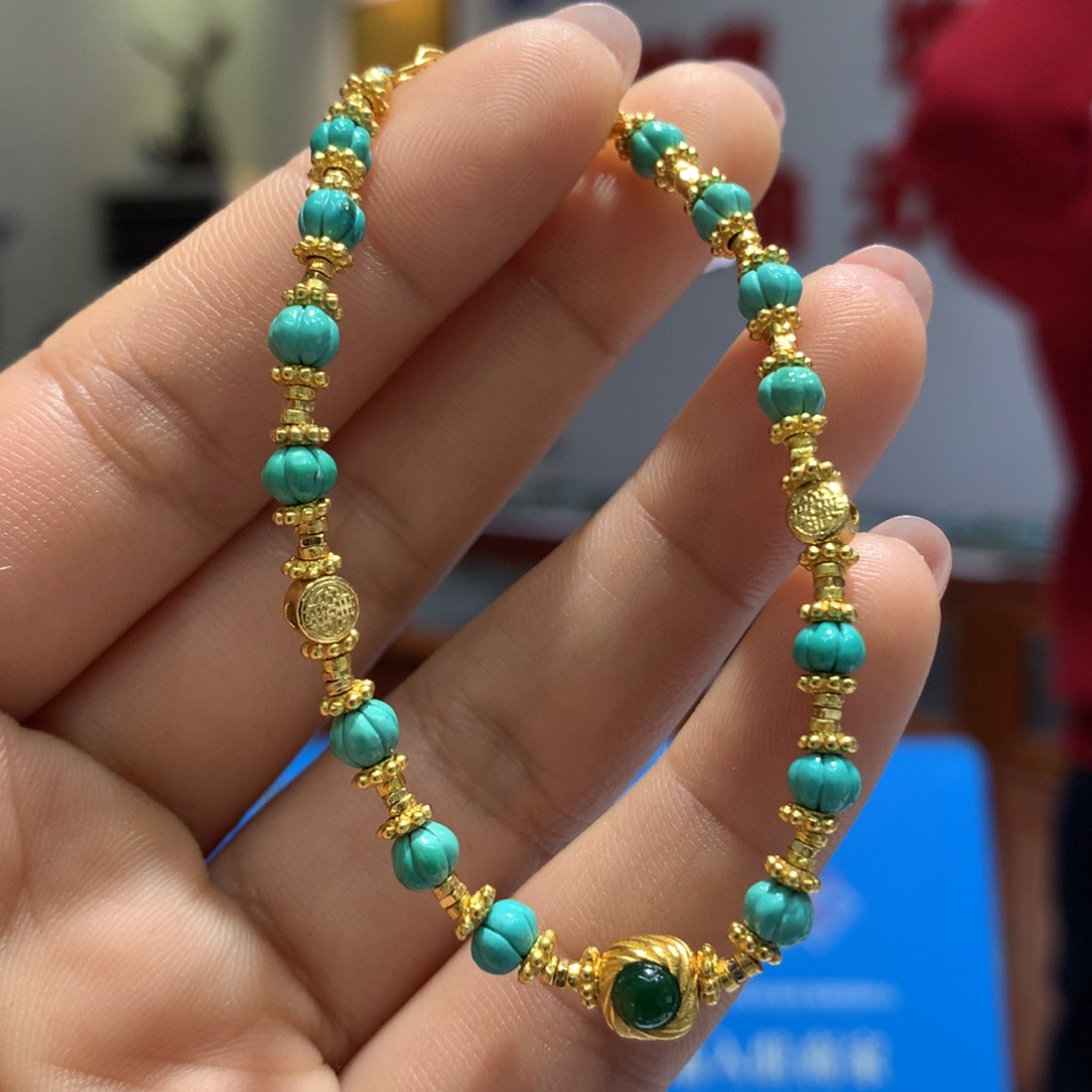 绿松石单圈银S925镶嵌