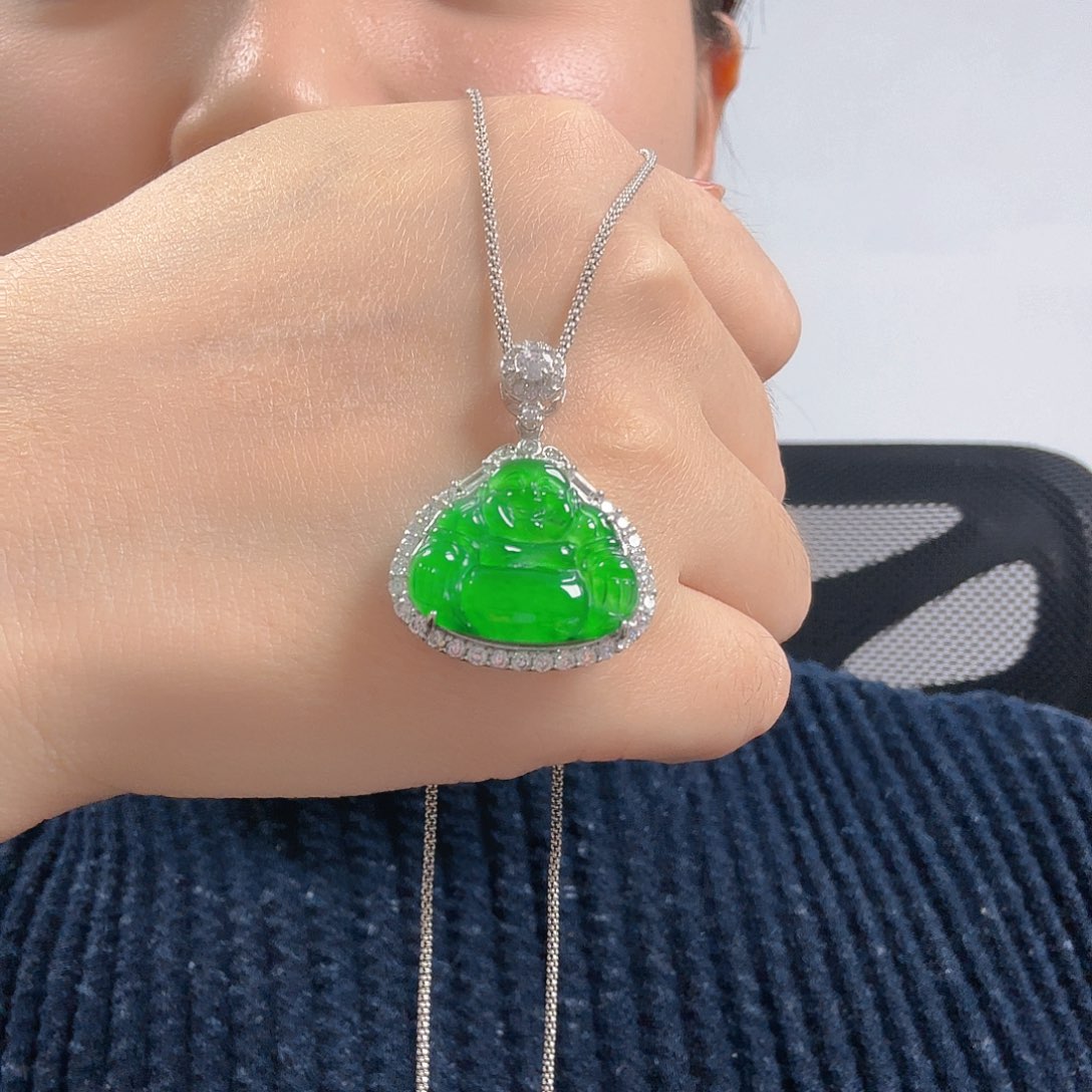 翡翠银S925镶嵌吊坠(不含链)