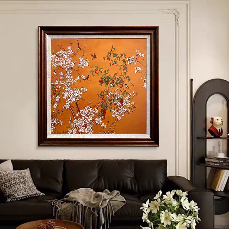 HA19满园春色法式客厅卧室餐厅玄关装饰画60-60-欧棕框