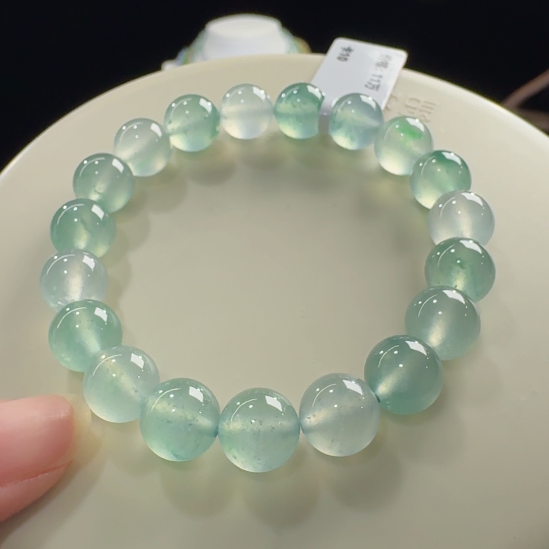****.翡翠未镶嵌手链高冰玻梦幻薄荷绿单圈卡10mm
