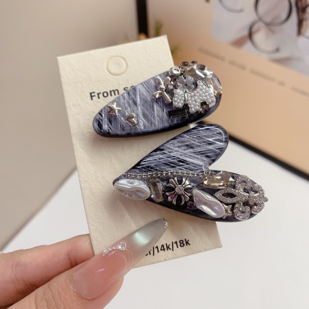 买手款高级感重工轻奢爱心发夹女时尚气质侧边碎发一字夹发卡发饰