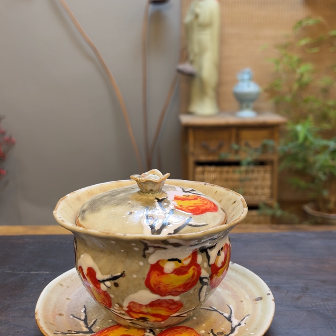 杯柴烧手工手绘陶瓷