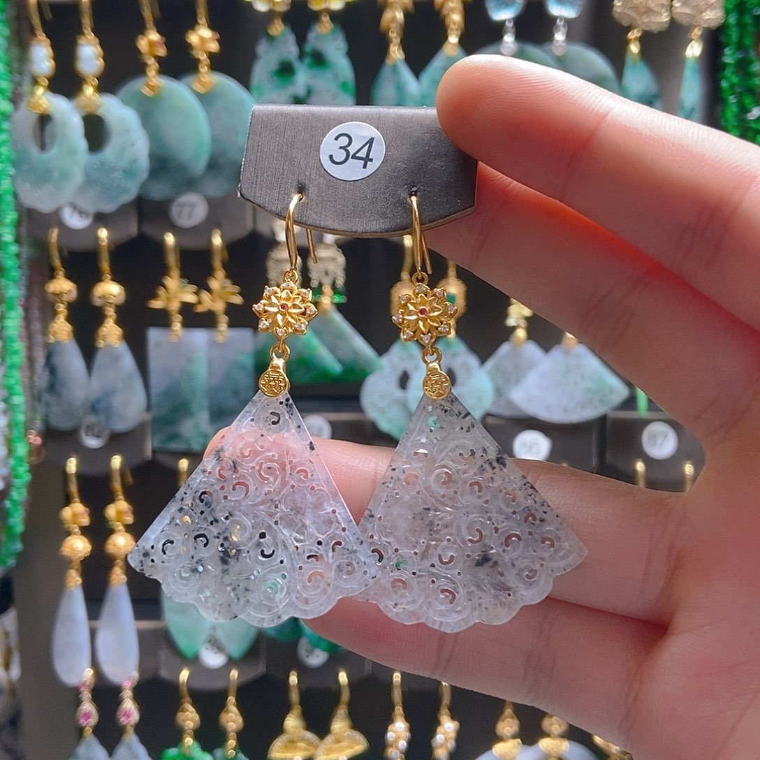 翡翠未镶嵌耳饰翡翠