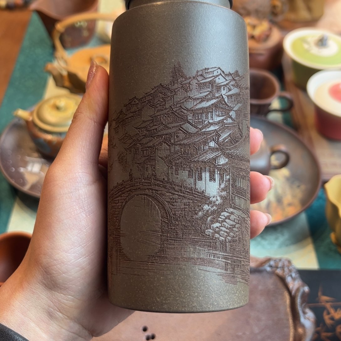 摆件米保温杯江南水乡