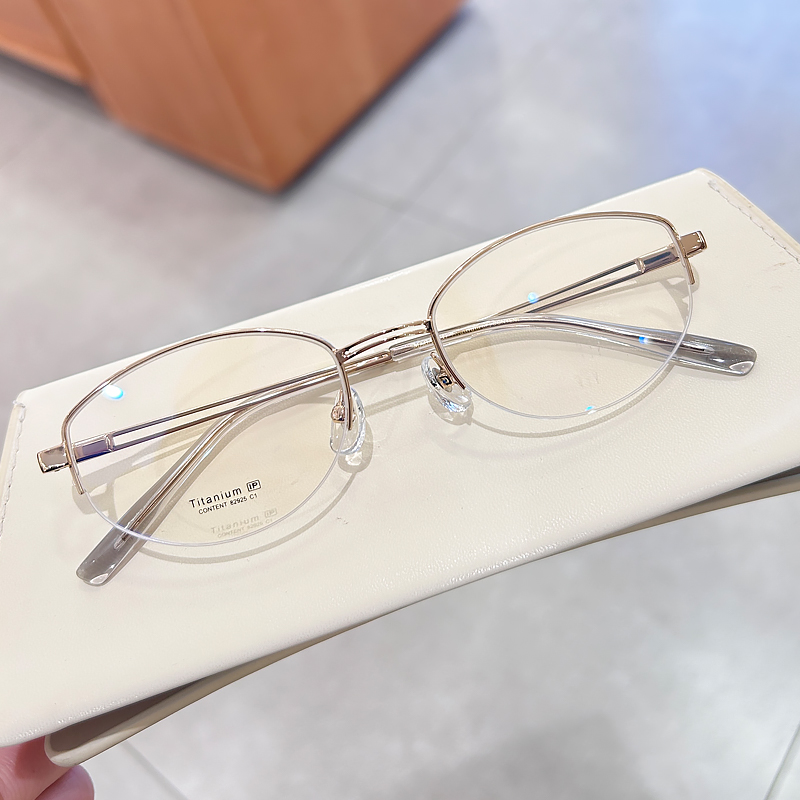 老钱气质雅致金丝半框近视眼镜框架女潮搭款可配有度数