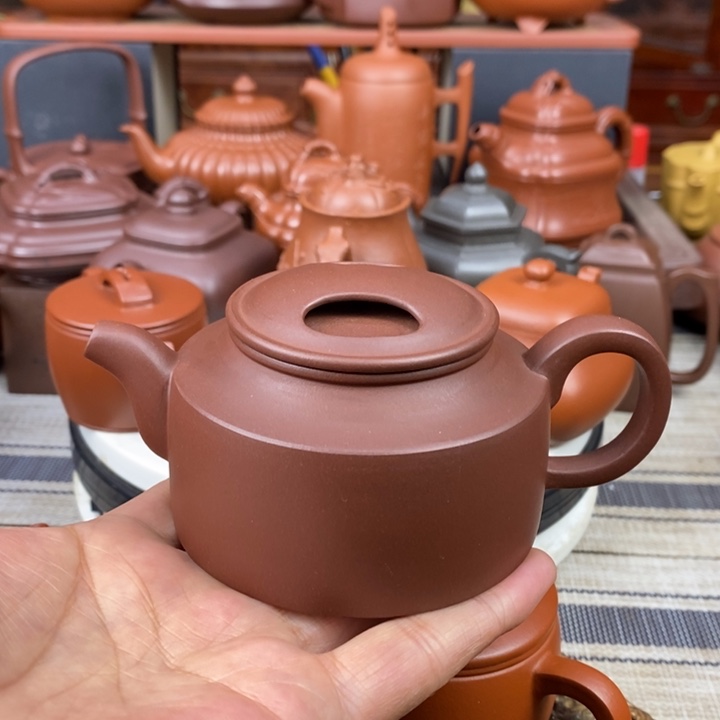 紫砂茶壶牛盖200cc原矿老紫泥特价