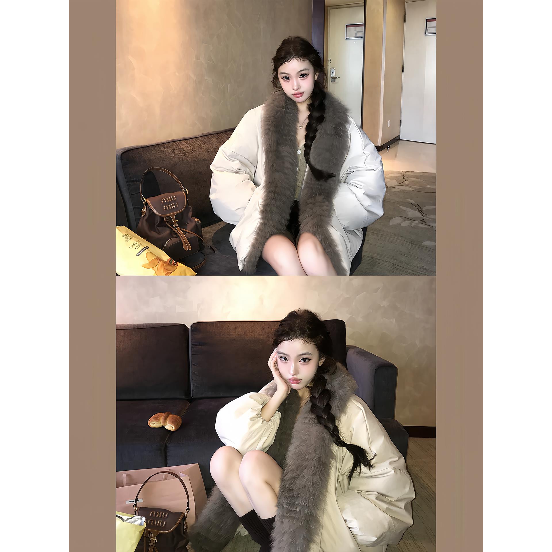 OYFF凡凡【雾光暖绒】可拆卸狐狸毛毛领90白鸭绒羽绒服女保暖外套