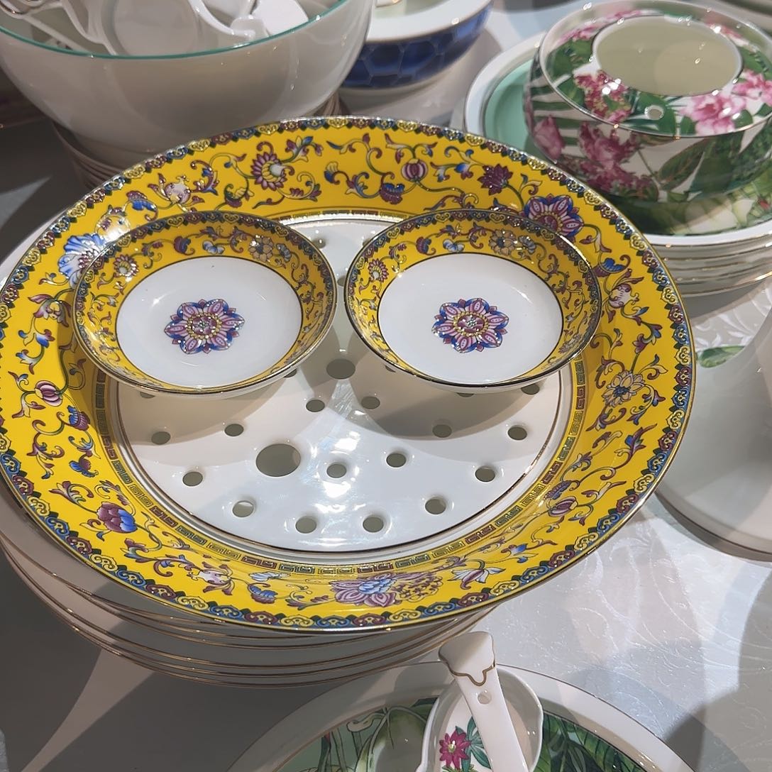 骨瓷骨瓷珐琅彩工艺加2双筷子