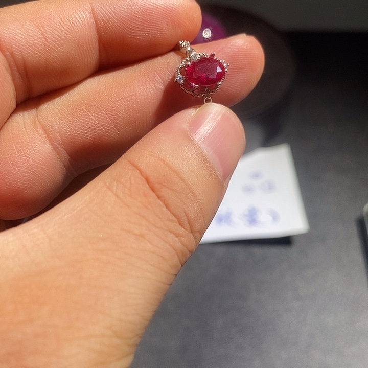 红宝石戒指银S925镶嵌
