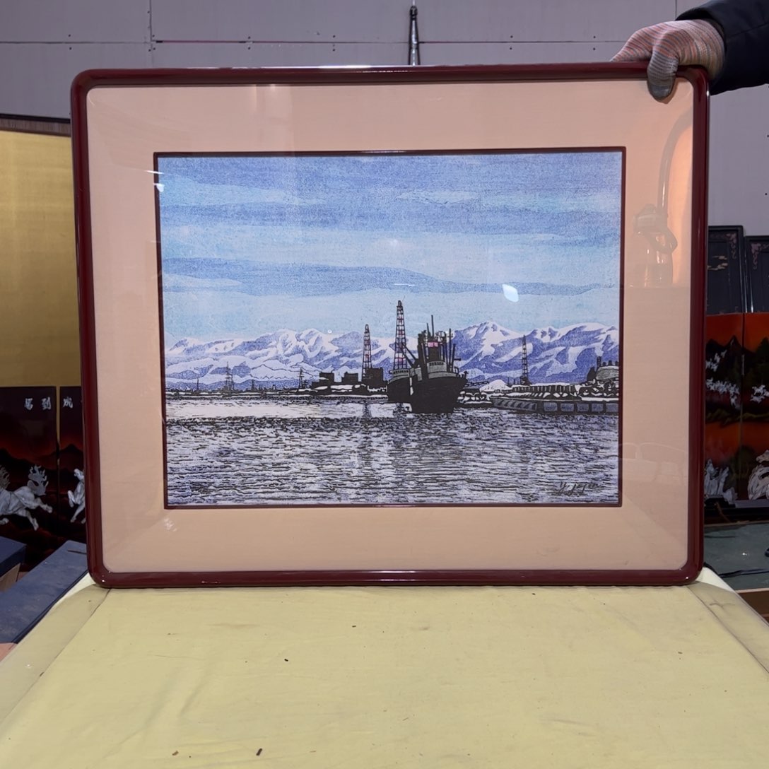 绘画大**主屏风框画茶空间设计