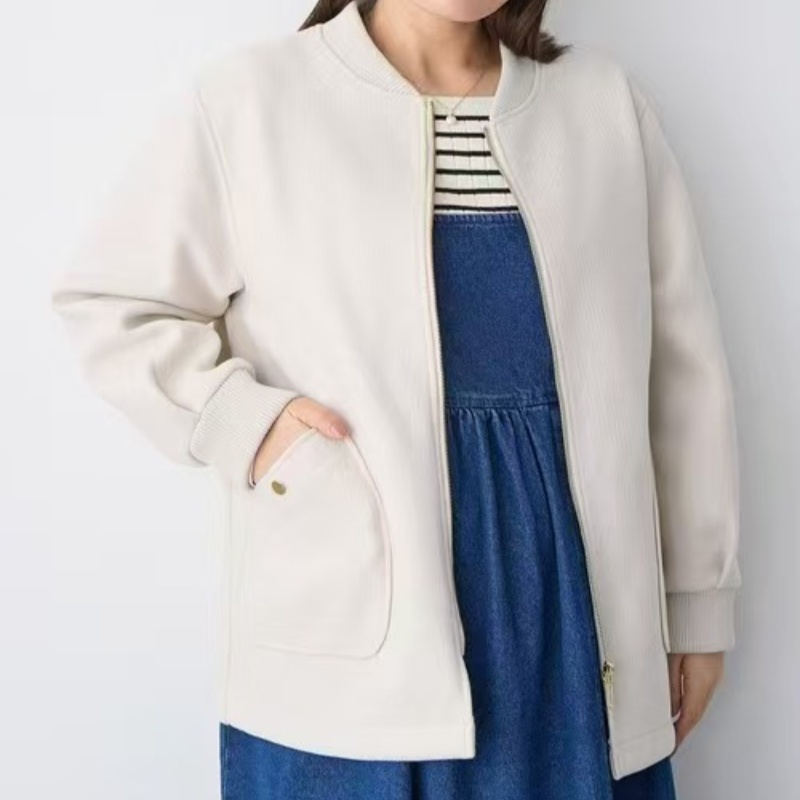 日单女装棒球服纯色宽松版外套气质淑女大衣女装日式休闲短款时尚