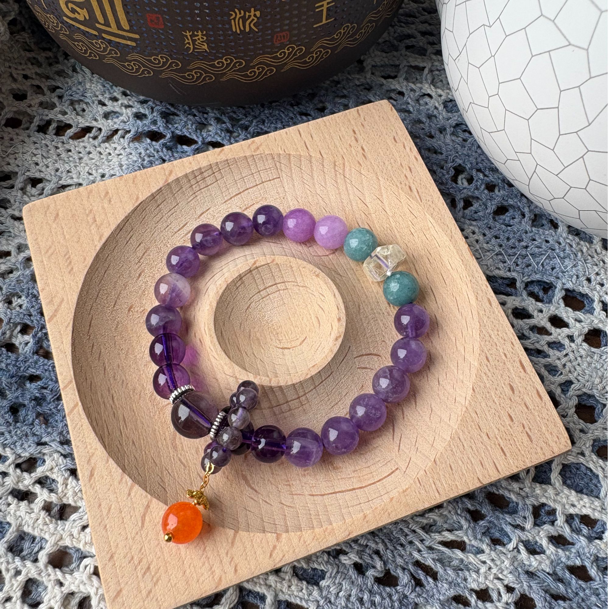 普陀山九紫离火水晶手串