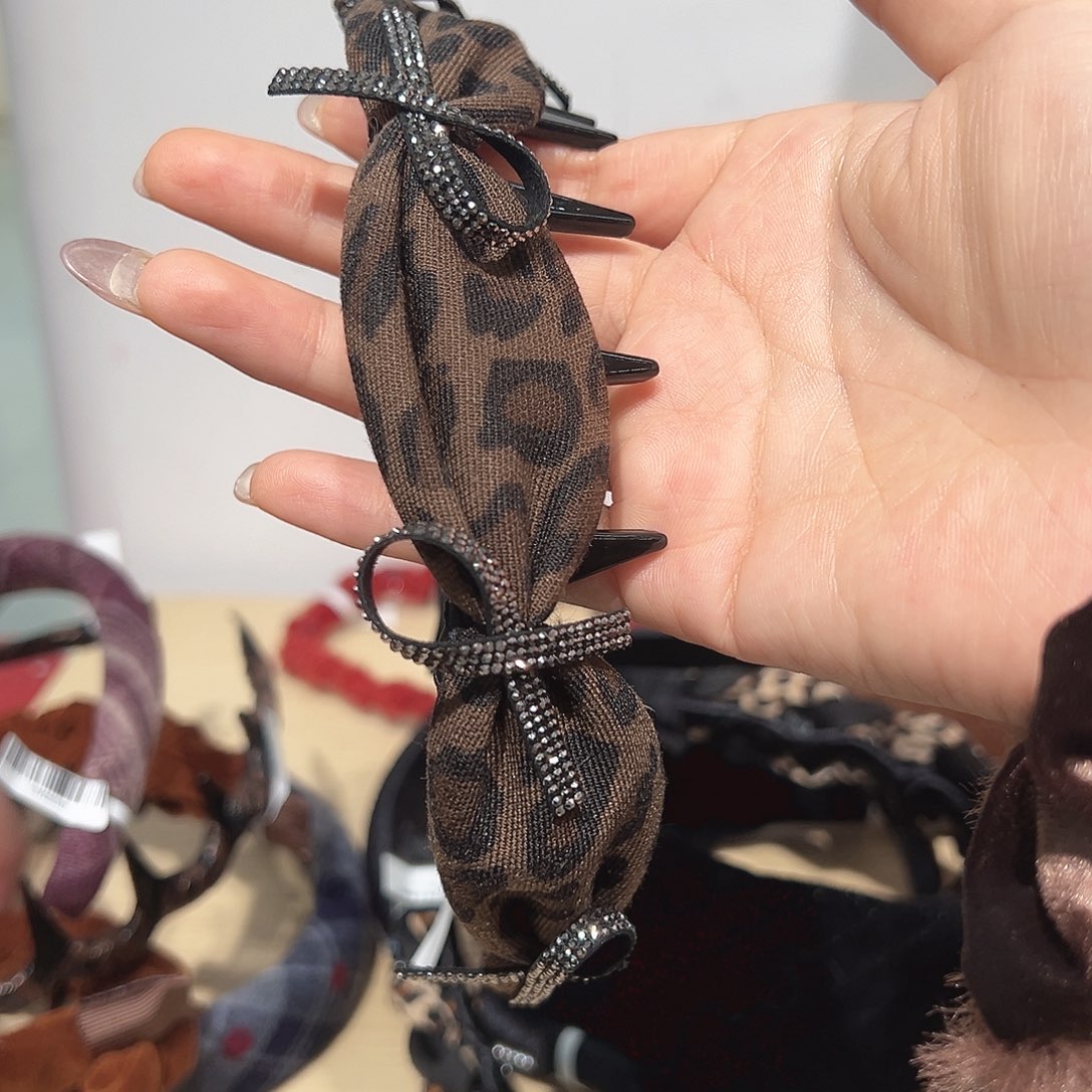 羽毛不锈钢豹纹蝴蝶结带齿发箍