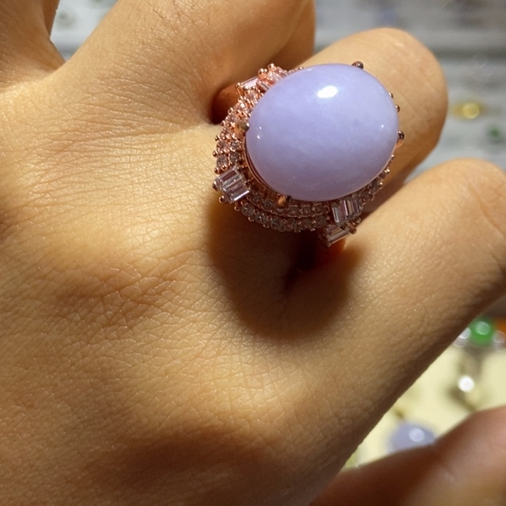 翡翠戒指银S925镶嵌戒指