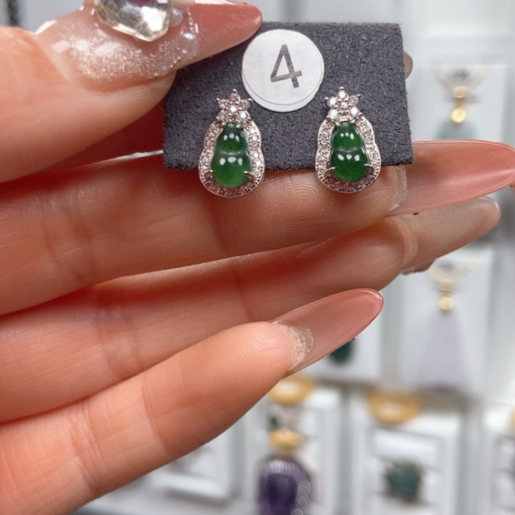 【闪购商品】翡翠耳饰银S925镶嵌耳饰
