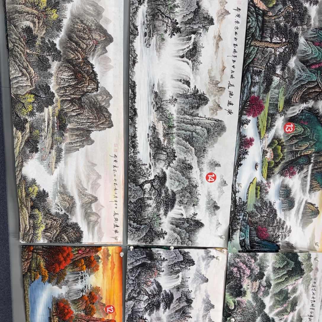 国画锦**花山水手绘作品