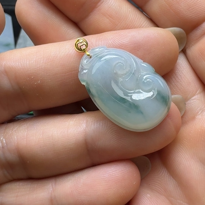 翡翠18K金镶嵌吊坠(不含链)