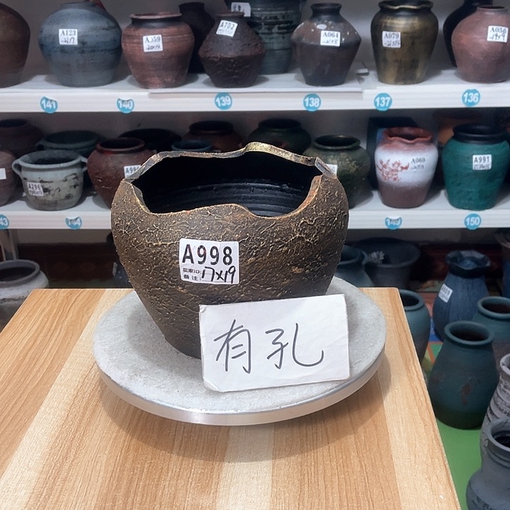 红陶手工制作工艺花盆