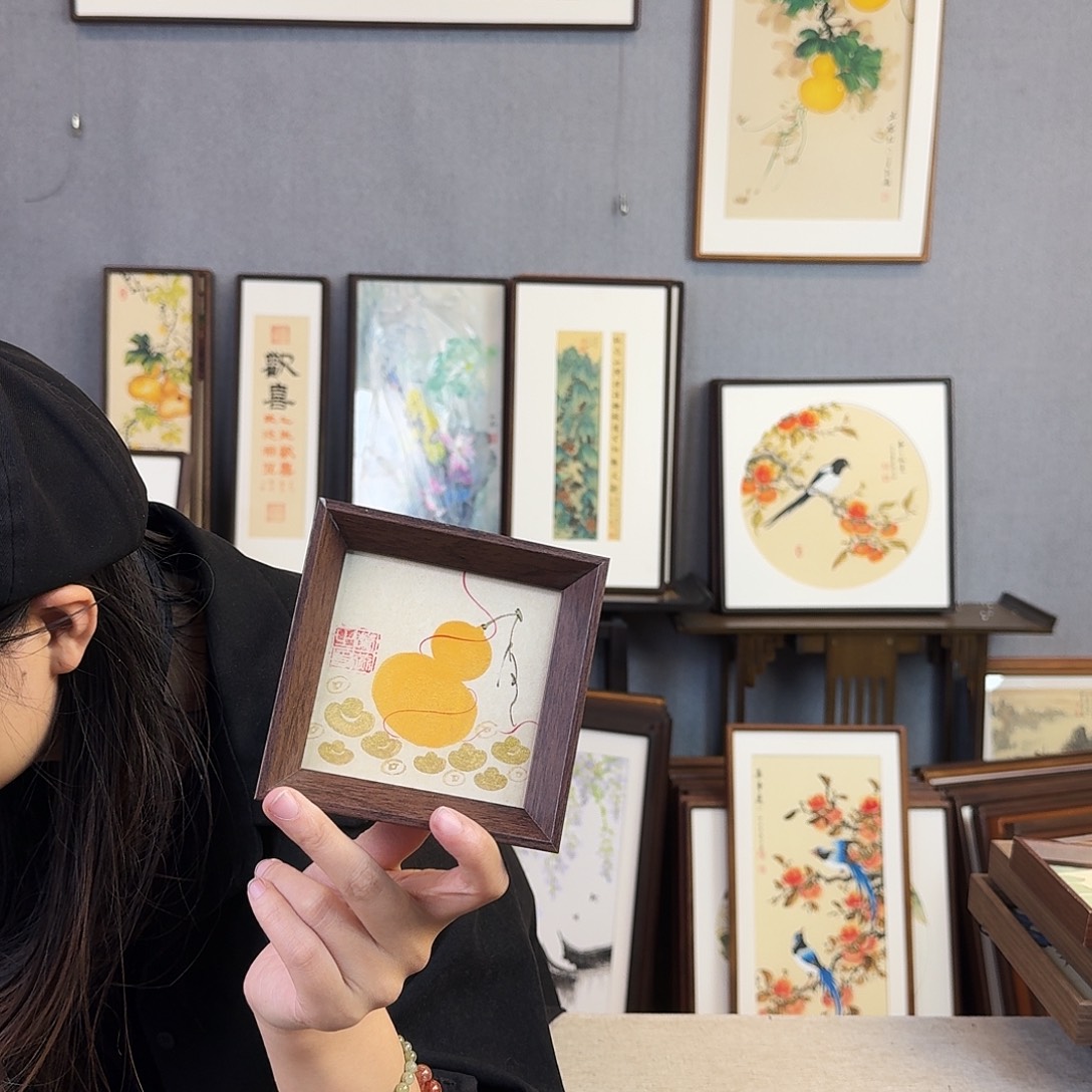 书法纯手绘，纯手写带框尺寸：12×12厘米