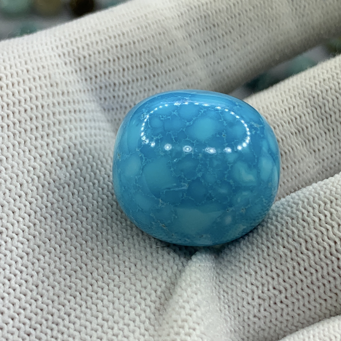 原矿绿松石玉化蓝系列锁骨珠