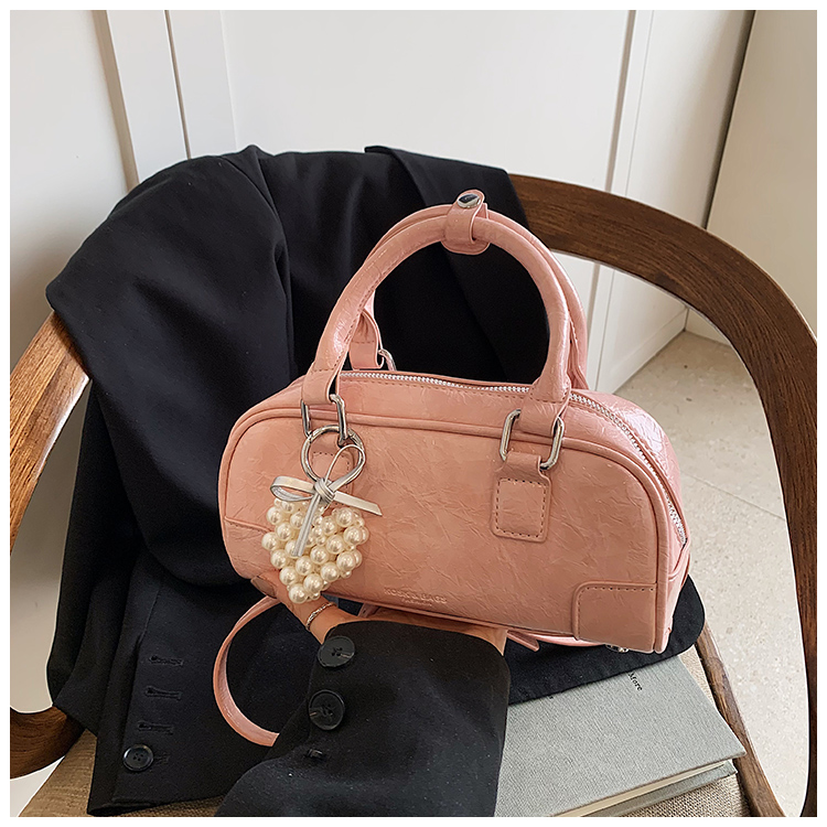 【蜜桃汽水】韩系手提保龄球包小众夏季复古简约单肩包大容量斜跨包