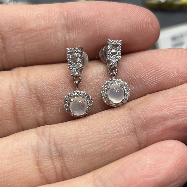 翡翠银S925镶嵌耳饰