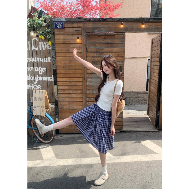 Peaceonesoul自制 正肩T恤女夏短袖基础纯色显瘦休闲圆领短款上衣