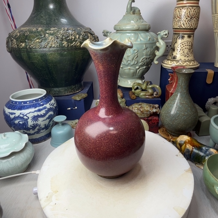 摆件钧窑荷口瓶摆件1