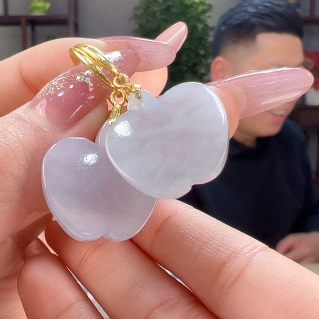 翡翠耳饰银S925镶嵌耳环12