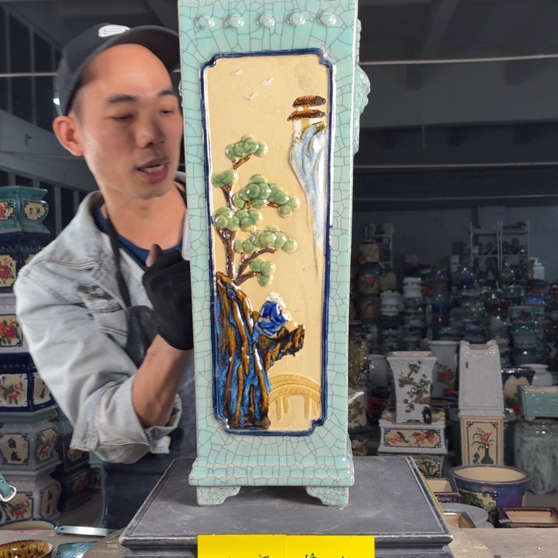 一风堂石湾花盆 内14高51盆口收缩