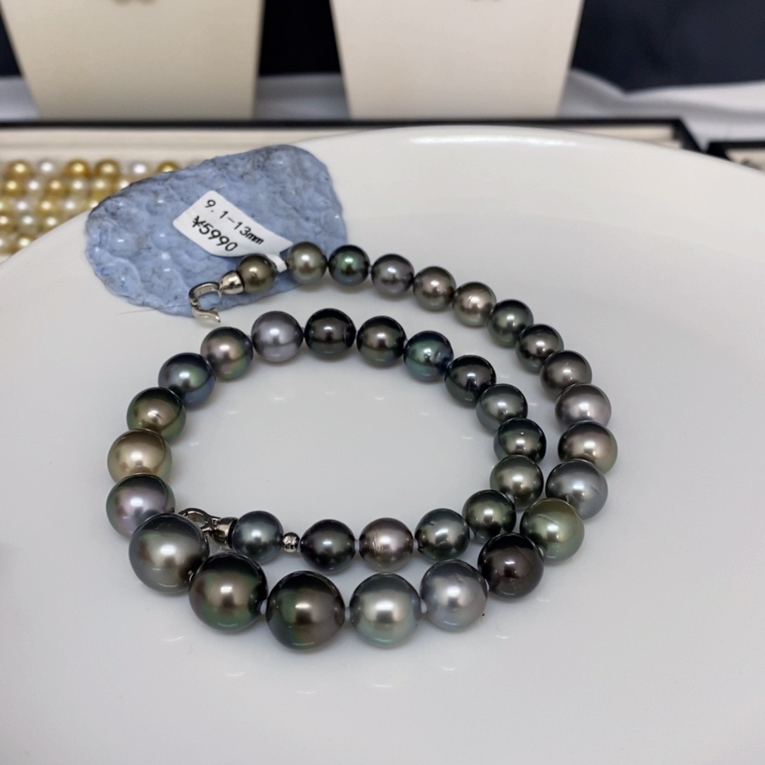 海水珍珠裸珠未镶嵌阿*Q大溪地项链9.1-13园