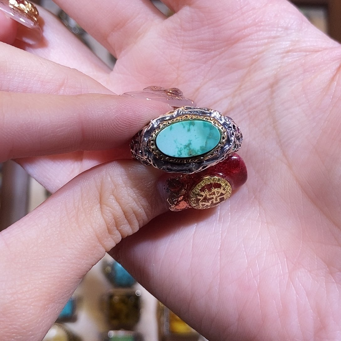 绿松石戒指银S925镶嵌0***戒指