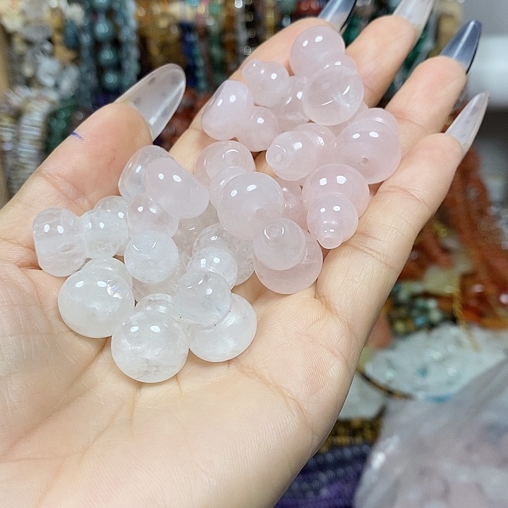 玛瑙/玉髓未镶嵌珠宝半成品天然白水晶粉水晶混搭20颗