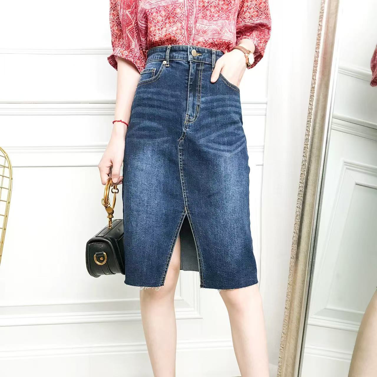 牛仔半裙显瘦时尚百搭夏季开叉春夏中长款显瘦时尚百搭韩版A字