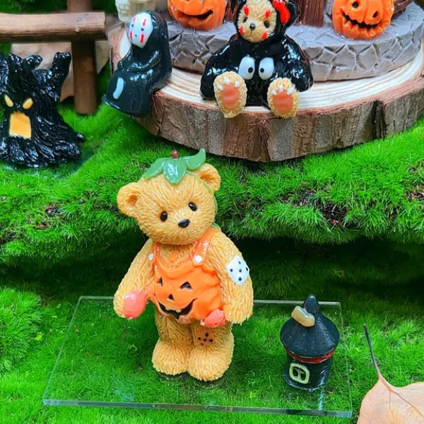 万圣节南瓜背带裤小熊食品级硅胶捏捏乐乳膏泥手工解压玩具珍爱熊